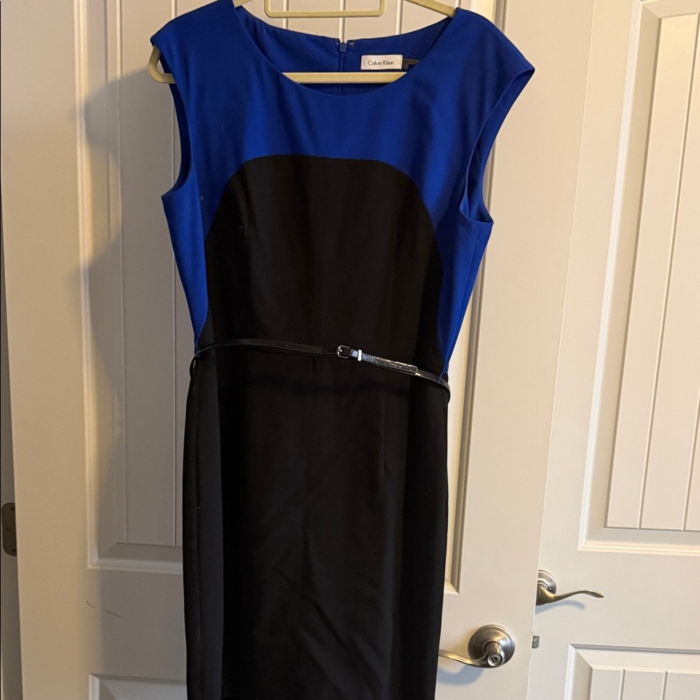 Calvin Klein Royal Blue and Black Midi Dress